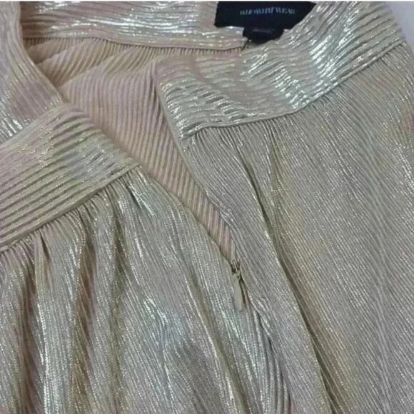 Who What Wear Gold A-Line Midi Skirt Pleated Casual - Picture 8 of 10